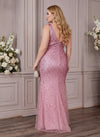Tulle Mermaid V Neck Plus Size Formal Dresses with Sequin
