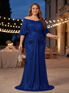 Sequin Mermaid Off the Shoulder Pleated Plus Size Formal Dresses