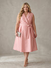 Satin A-Line V Neck Plus Size Formal Dresses with Bow