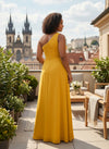 Chiffon A-Line One Shoulder Pleated Plus Size Formal Dresses