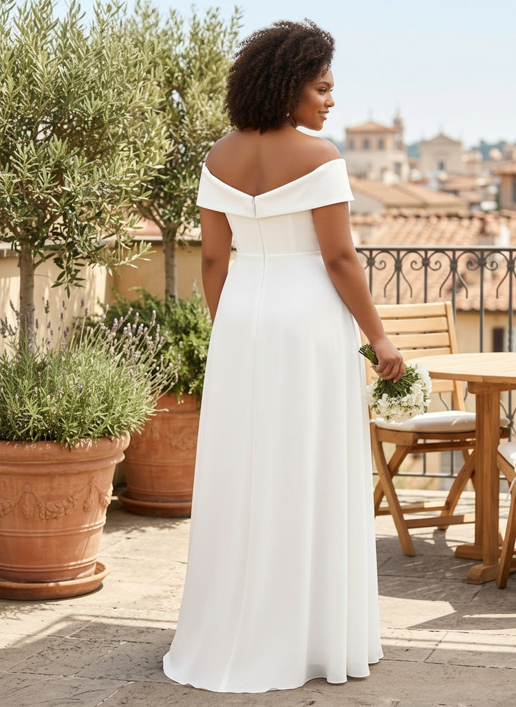 Chiffon A-Line Off the Shoulder Plus Size Formal Dresses with Sash