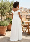 Chiffon A-Line Off the Shoulder Plus Size Formal Dresses with Sash