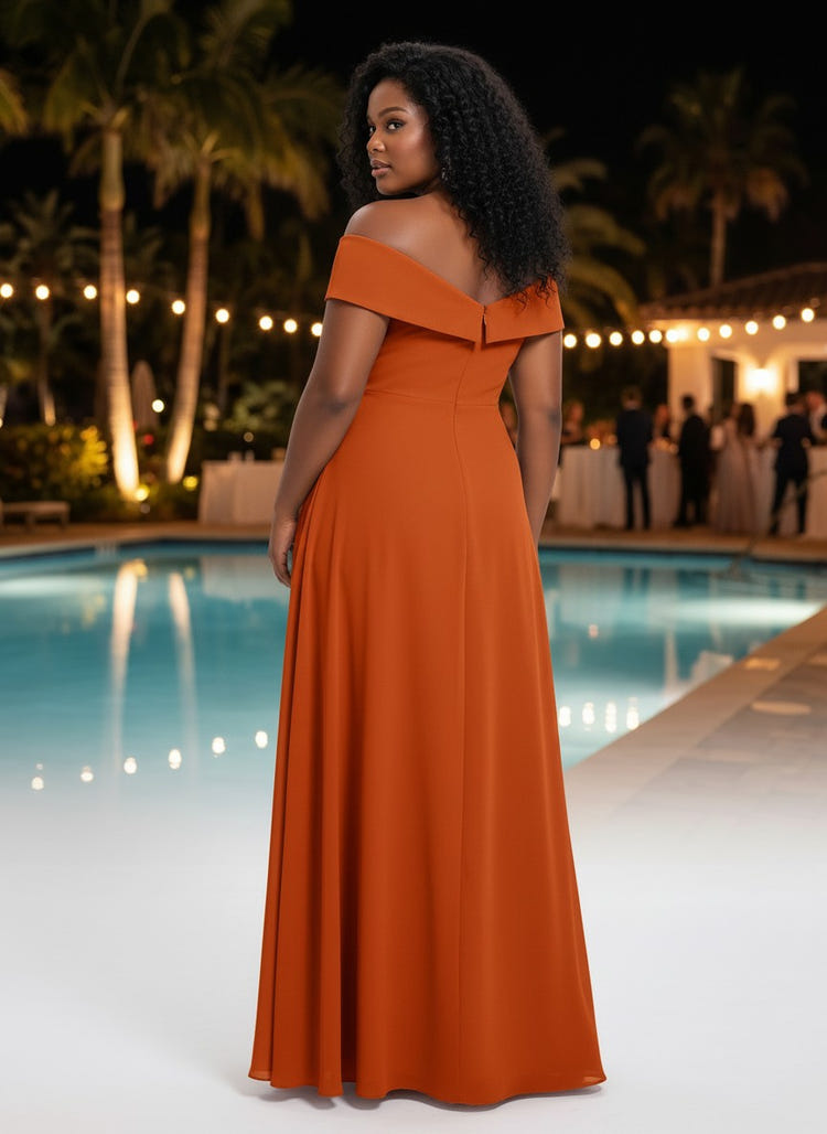 Chiffon A-Line Off the Shoulder Pleated Plus Size Formal Dresses
