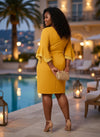 Satin Sheath V Neck Plus Size Formal Dresses with Ruffles
