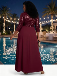 Chiffon A-Line V Neck Splicing Plus Size Formal Dresses
