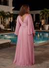 Chiffon A-Line V Neck Delicate Pleated Plus Size Formal Dresses