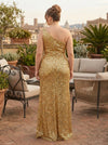 Sequin Mermaid One Shoulder Plus Size Formal Dresses with Side Slit