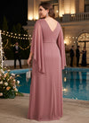 Chiffon A-Line V Neck Plus Size Formal Dresses with Ruffles