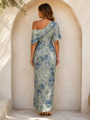 One Shoulder Elegant Chiffon Sheath Mother of the Bride Dresses with Floral Print