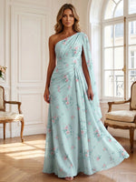 Chiffon A-Line One Shoulder Formal Dresses with Sash