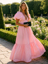 Satin A-Line V Neck Pleated Formal Dresses