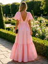 Satin A-Line V Neck Pleated Formal Dresses
