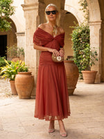 Chiffon A-Line Off the Shoulder Pleated Mother of the Bride Dresses
