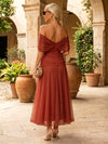 Chiffon A-Line Off the Shoulder Pleated Mother of the Bride Dresses