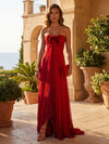 Chiffon A-Line Strapless Delicate Pleated Formal Dresses