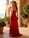 Chiffon A-Line Strapless Delicate Pleated Formal Dresses