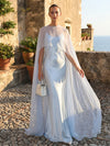 Satin Mermaid U-Neck Wedding Guest Dresses with Caps