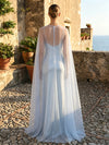 Satin Mermaid U-Neck Wedding Guest Dresses with Caps