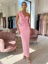 Jersey Sheath One Shoulder Formal Dresses with 3D Flowers