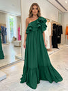 Chiffon A-Line One Shoulder Formal Dresses with Ruffles