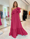 Chiffon A-Line One Shoulder Formal Dresses with Ruffles