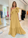 Chiffon A-Line One Shoulder Formal Dresses with Ruffles