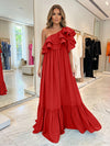 Chiffon A-Line One Shoulder Formal Dresses with Ruffles