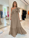 Chiffon A-Line One Shoulder Formal Dresses with Ruffles