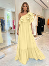 Chiffon A-Line One Shoulder Formal Dresses with Ruffles