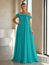 Chiffon Off the Shoulder Formal Dresses with 3D Flowers