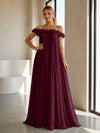 Chiffon Off the Shoulder Formal Dresses with 3D Flowers