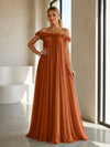Chiffon Off the Shoulder Formal Dresses with 3D Flowers