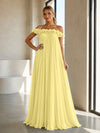 Chiffon Off the Shoulder Formal Dresses with 3D Flowers