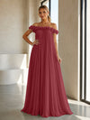 Chiffon Off the Shoulder Formal Dresses with 3D Flowers