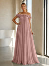 Chiffon Off the Shoulder Formal Dresses with 3D Flowers