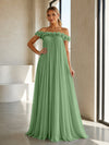 Chiffon Off the Shoulder Formal Dresses with 3D Flowers