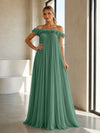 Chiffon Off the Shoulder Formal Dresses with 3D Flowers