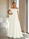 Chiffon Off the Shoulder Formal Dresses with 3D Flowers