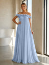 Chiffon Off the Shoulder Formal Dresses with 3D Flowers