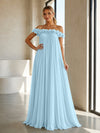 Chiffon Off the Shoulder Formal Dresses with 3D Flowers