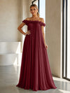 Chiffon Off the Shoulder Formal Dresses with 3D Flowers