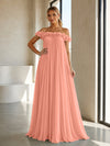 Chiffon Off the Shoulder Formal Dresses with 3D Flowers