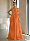 Chiffon Off the Shoulder Formal Dresses with 3D Flowers