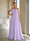 Chiffon Off the Shoulder Formal Dresses with 3D Flowers