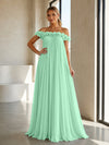 Chiffon Off the Shoulder Formal Dresses with 3D Flowers