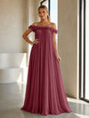 Chiffon Off the Shoulder Formal Dresses with 3D Flowers