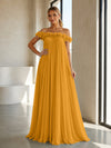 Chiffon Off the Shoulder Formal Dresses with 3D Flowers