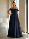 Chiffon Off the Shoulder Formal Dresses with 3D Flowers