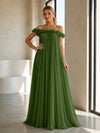 Chiffon Off the Shoulder Formal Dresses with 3D Flowers