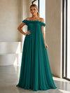 Chiffon Off the Shoulder Formal Dresses with 3D Flowers
